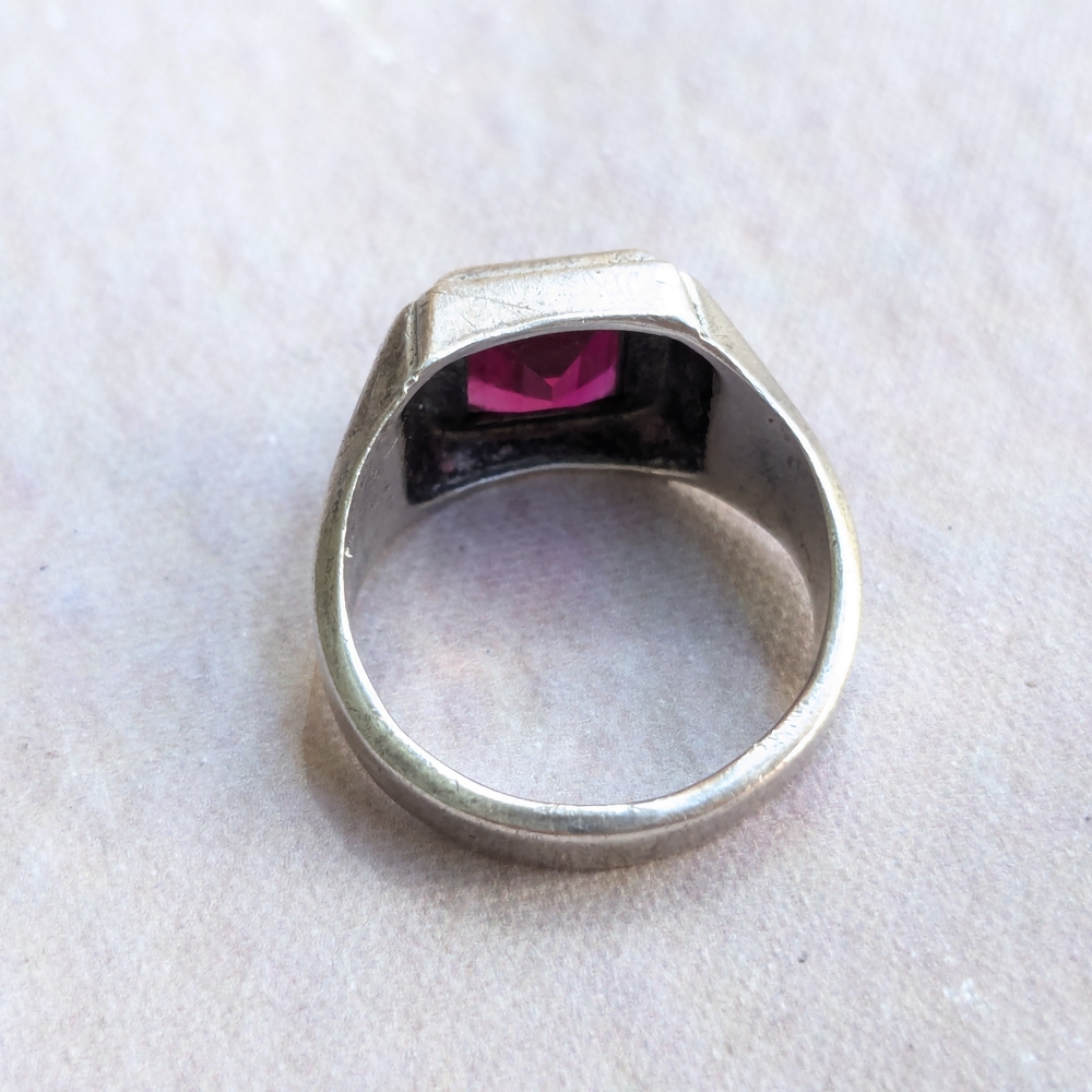 Vintage Sterling Silver Ring Red Label Ruby 9 Fac… - image 8